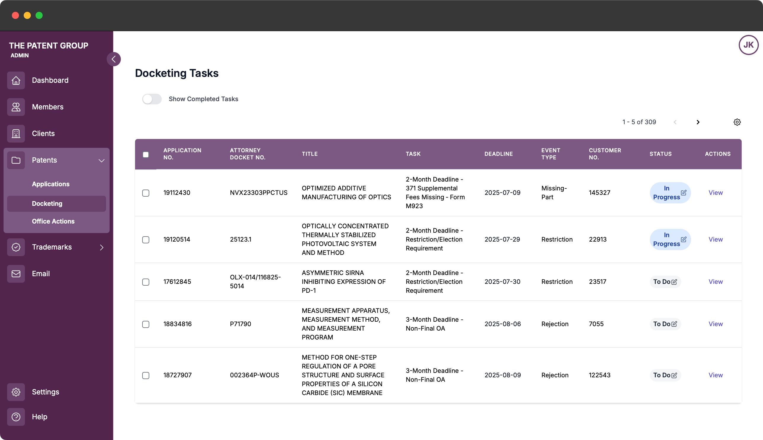 Patensys - Automatic Easy Docketing